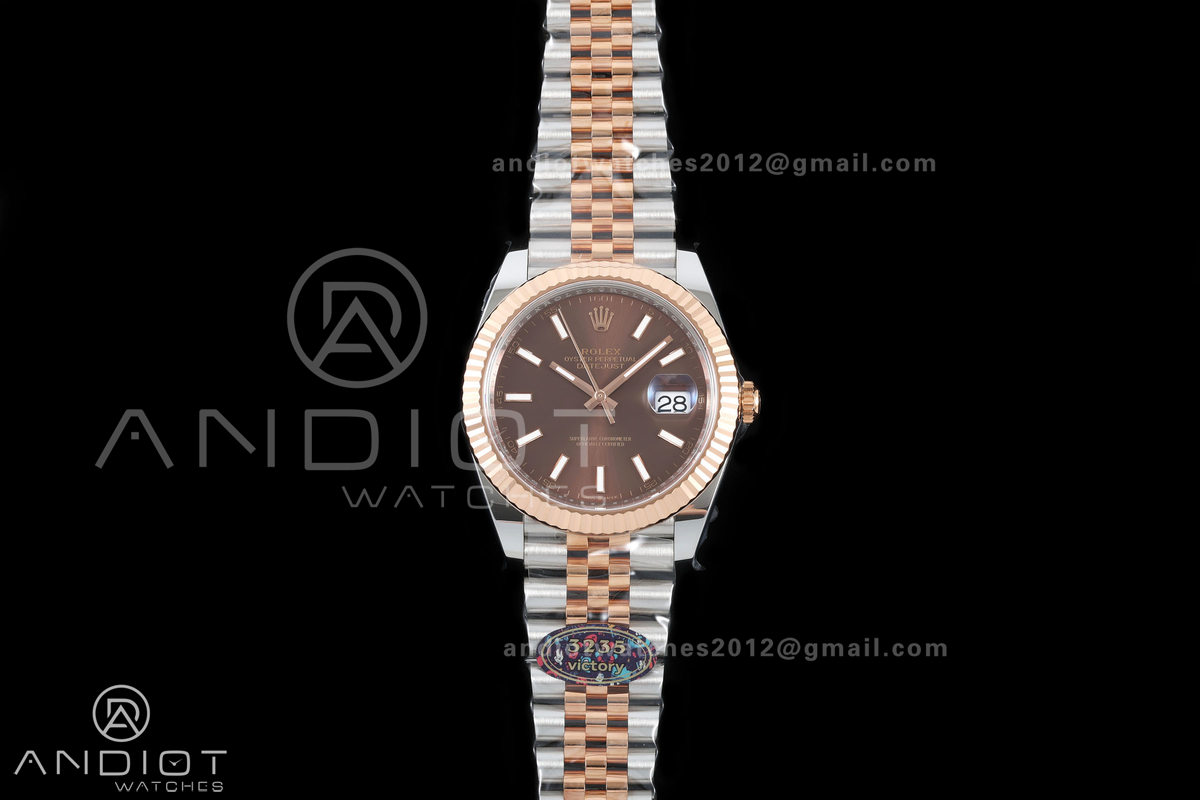 DateJust 41 126331 904L SS/RG VF 1:1 Best Edition Brown Stick Dial on Jubilee Bracelet DD3235